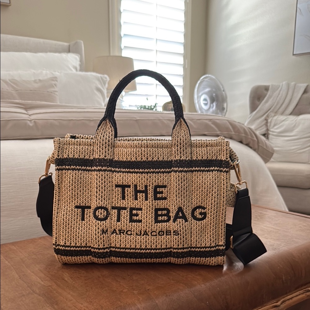 Marc Jacobs Tan and Black Structured Tote Bag